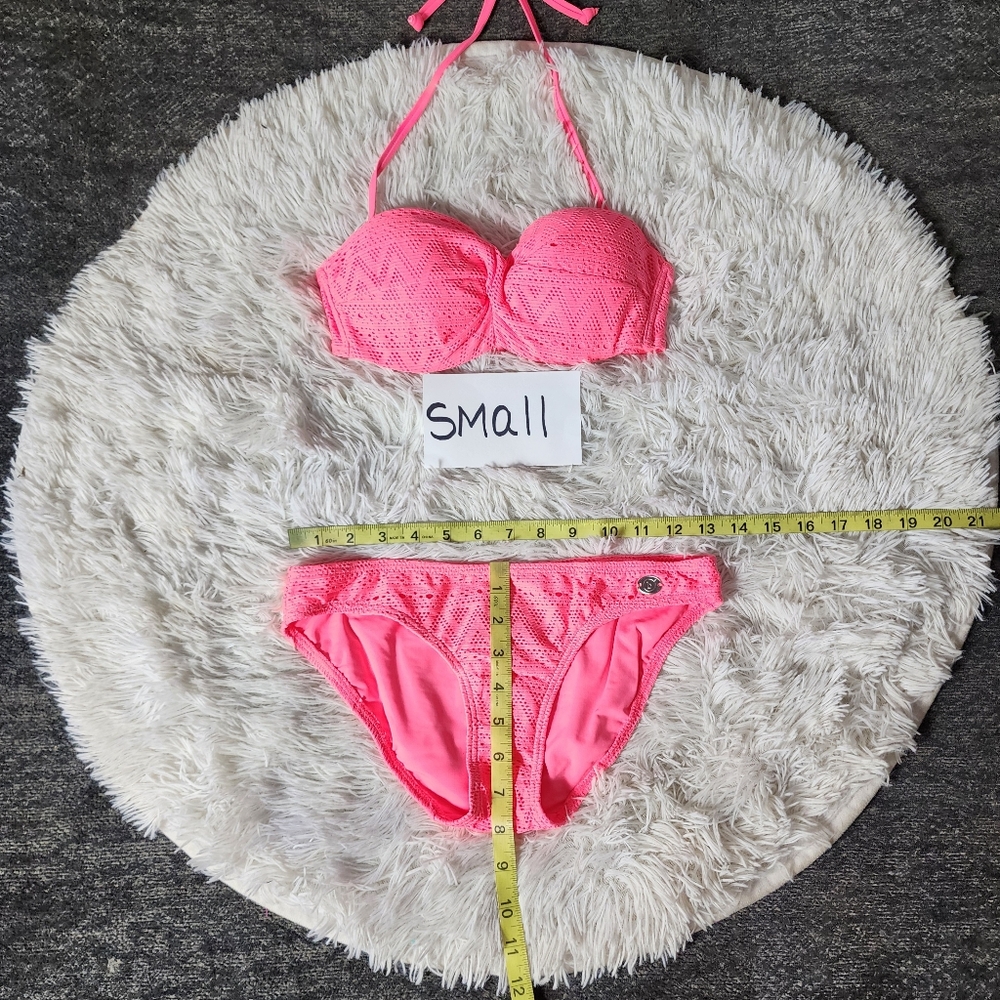 Pink Twist Push-up Bandeau Matching Bikini Set - Picture 8 of 15